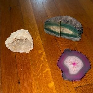 Set of Three Geode and Agate Slices